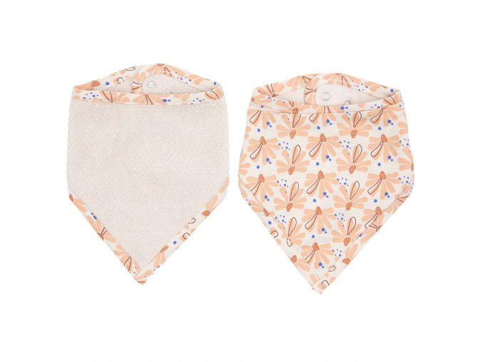 L01851 Bandana slintáček LUMA 2ks - Flowerfever Nude růžový broskvový