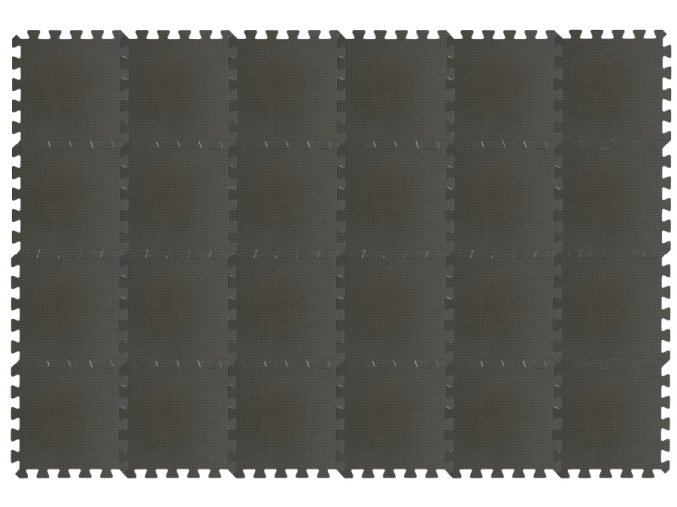 Šedý hrací koberec z pěnových puzzlí 6x4Set24 grey, tlouštka 1,4cm