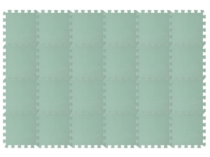 Hrací koberec 180x120cm tvořený pěnovými puzzlemi světle zelené barvy 6x4Set24 light green, tlouštka 1,4cm