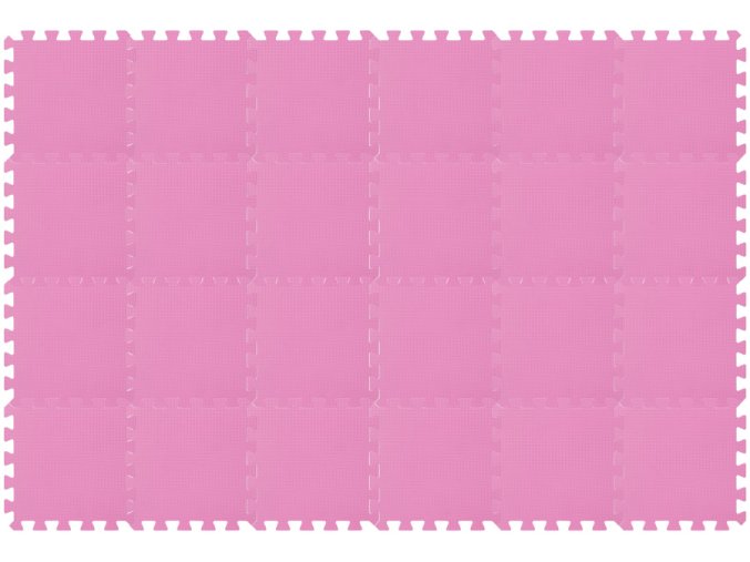 Růžový hrací koberec tvořený pěnovými puzzlemi Set24pink