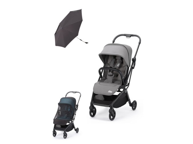 kočárek Recaro Elite silent grey elite se slunecnikem a sítkou v ceně