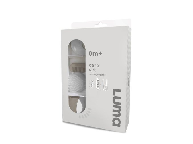Sada pro péči Luma  - White, cenově zvýhodněná, Obsahuje koupací teploměr, manikůru, hřeben a kartáč.