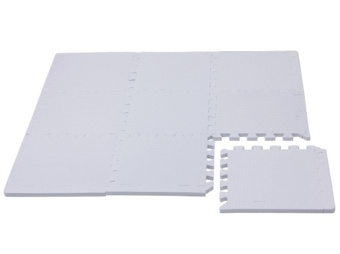 Hrací podložka puzzle s okrajem Silver 92x92 cm, výška 1,4cm, 9 ks, stříbrné