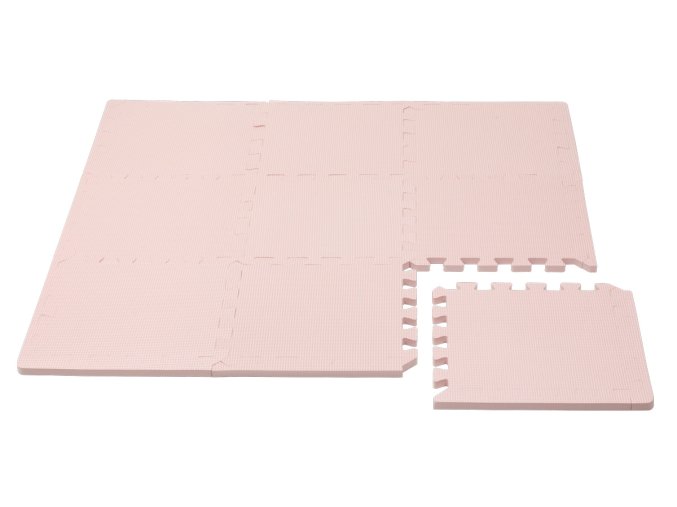 Hrací podložka puzzle s okrajem Light Pink 92x92 cm, výška 1,4cm, růžová