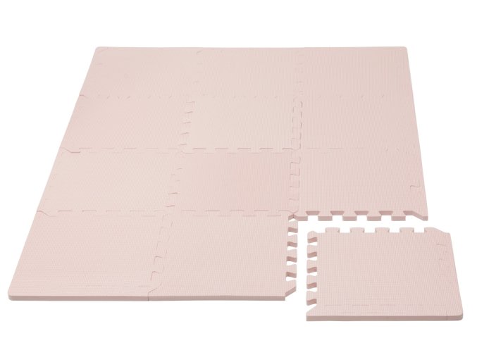 Hrací podložka puzzle s okrajem Light Pink 92x122 cm, výška 1,4cm, 12 ks, růžová