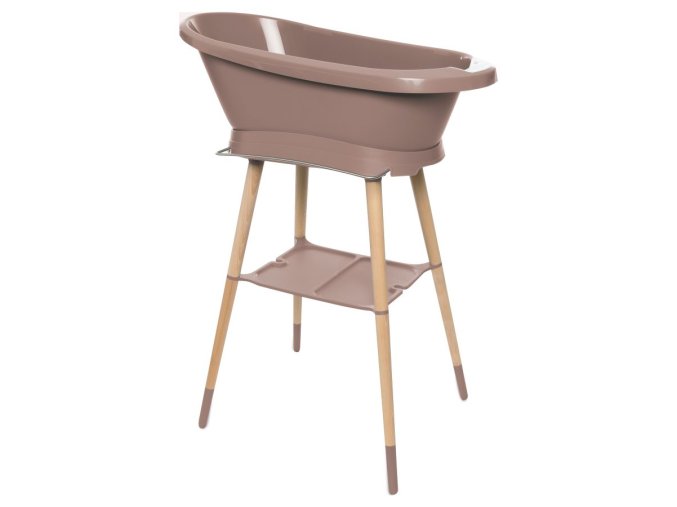Sada komfortní digitální dětské vaničky Bébé-jou Sense Edition v hnědé barvě Mocha Mousse a luxusního stojanu na vaničku Sense.