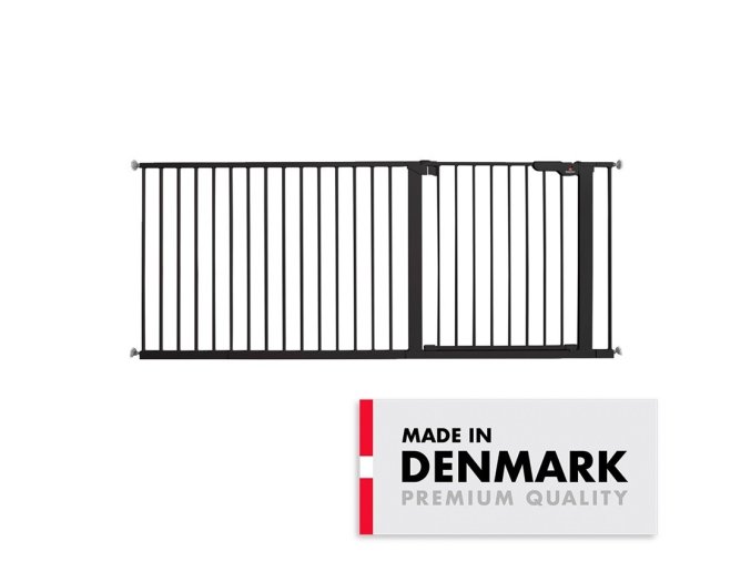 500926 Baby Dan zábrana Premier Extra široký 183 cm černý Made in Denmark tlakové upevnění bez vrtání