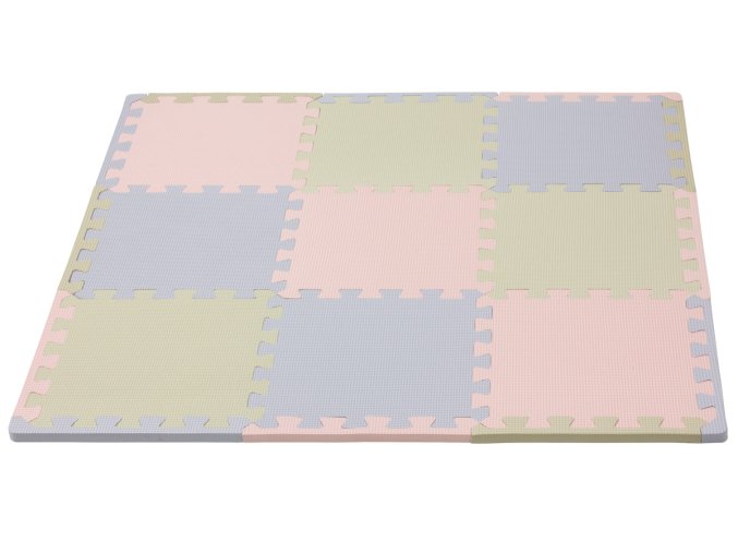 Hrací podložka puzzle s okrajem Silver Beige Pink 92x92 cm, 9 kusů, výška 1,4cm