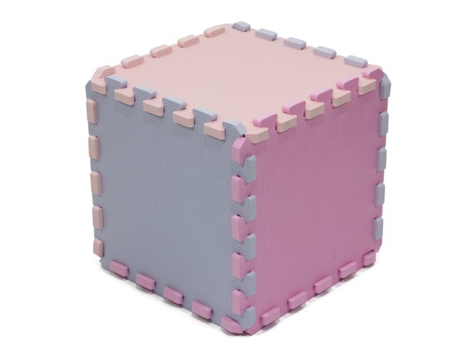 Pěnová puzze kostka - light pink, silver, pink