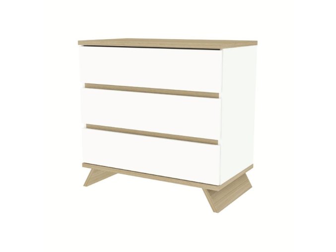 Přebalovací komoda Sienna White, s moderním systémem otevírání push-open, Přebalovací nástavec je zahrnut v základní ceně