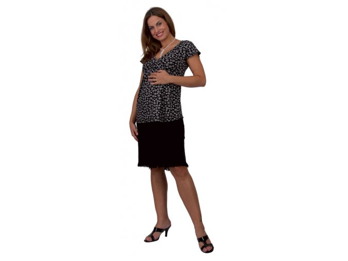 Těhotenské tričko Rialto Doncols černá květ 0178 (Dámská velikost 44)