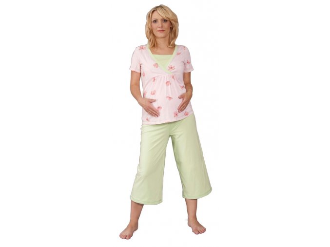 Těhotenský a kojící pyžamový set z 100% bavlny.