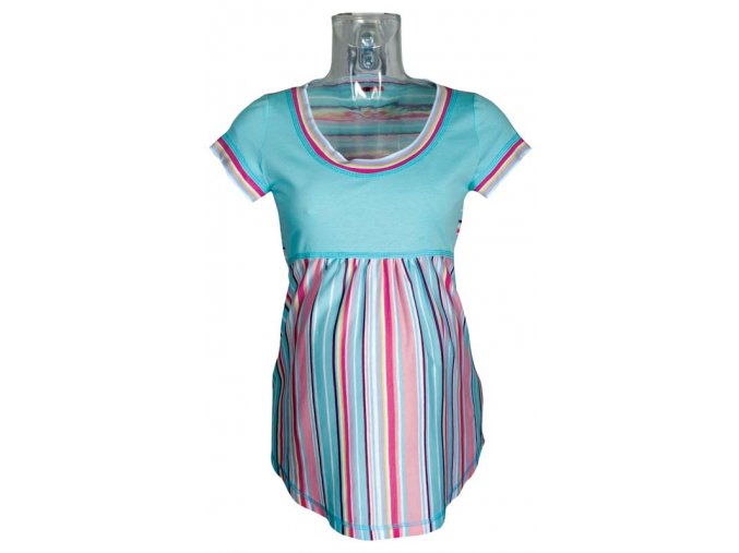 Těhotenské tričko Rialto Salice modrá + růžový pruh 0057 (Dámská velikost 40)