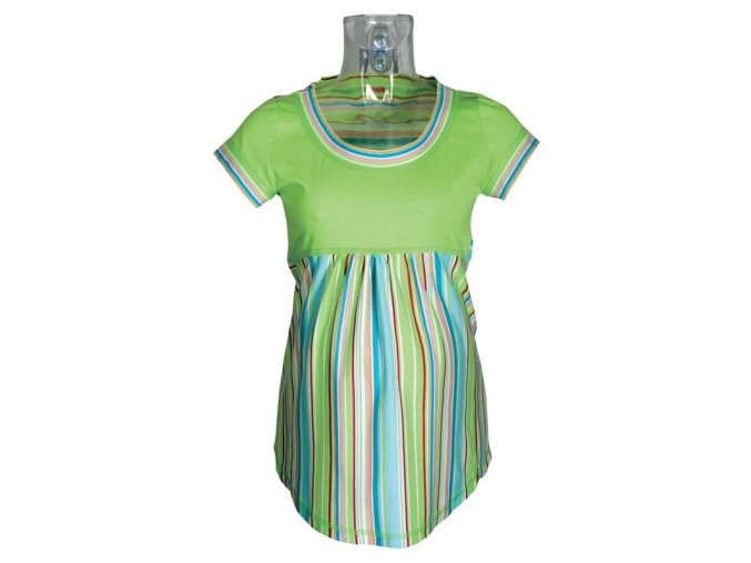 Těhotenské tričko Rialto Salice zelená + růžový pruh 0059 (Dámská velikost 36)