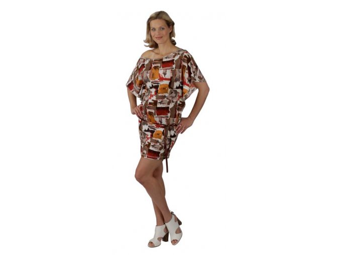 Těhotenské šaty Rialto Loupy hnědorezavý potisk 0294 (Dámská velikost 36)