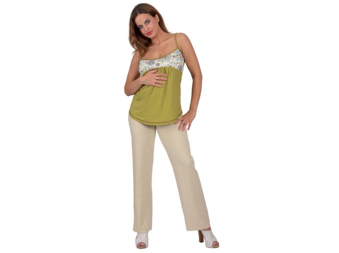 Těhotenské kalhoty Rialto Chicio lněné béžové 01242 (Dámská velikost 38)