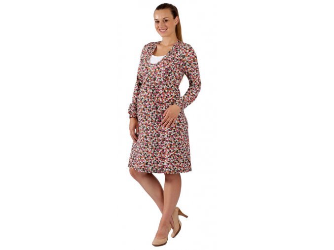 Těhotenské a kojící šaty Rialto Libin růžový puntík 0257 (Dámská velikost 36)