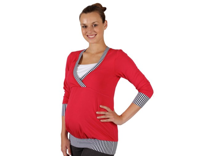 Těhotenské a kojicí tričko Rialto Darle červené 0441 (Dámská velikost 36)
