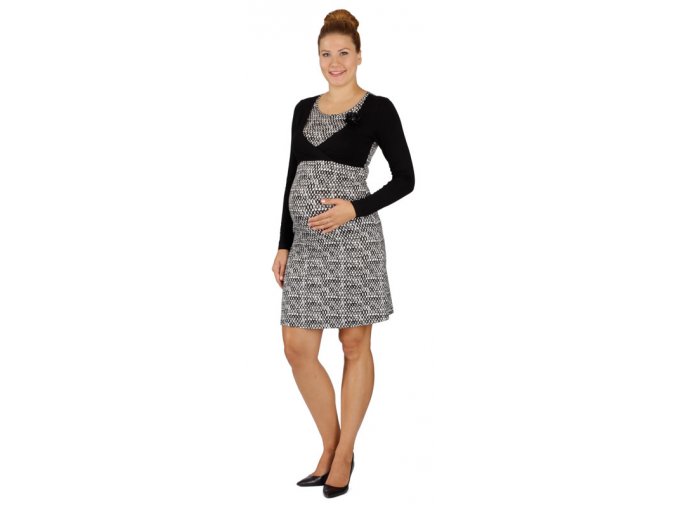 Těhotenské a kojící šaty Rialto LeDames černobílý vzor 0506 (Dámská velikost 36)