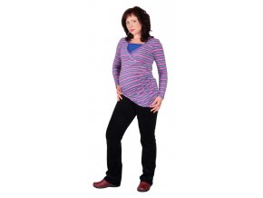 Těhotenské a kojicí tričko Rialto Diren růžovomodrý proužek 0380 (Dámská velikost 36)