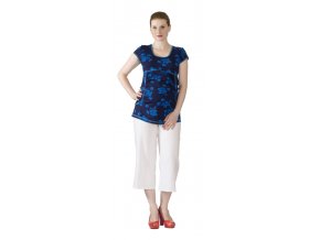 Těhotenské tričko Rialto Piana tmavě modrá s květy 4106 (Dámská velikost 36)