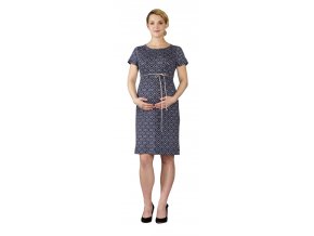 Těhotenské šaty Rialto LaClere modré kosočtverce 0561 (Dámská velikost 38)