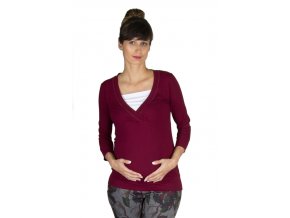 Těhotenské a kojící tričko Rialto Darle, bordó 0520 (Dámská velikost 36)