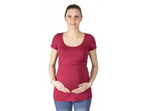 kojící a Těhotenské tričko z modalu Rialto Delies, tm.červená 0645 (Dámská velikost 36)