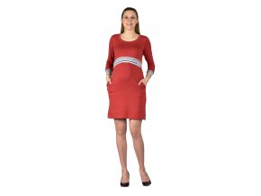 Těhotenské a kojící teplákové šaty z modalu Rialto Ladona, cihlové 0638 (Dámská velikost 36)