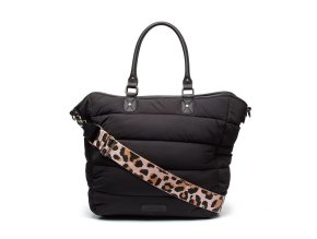 Přebalovací taška Turin shopper black prošívaná černá s lepardím vzorem