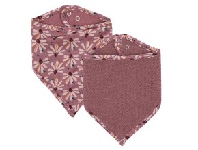 bryndák Bandana slintáček LUMA - Flowerfever starorůžový s kytičkami