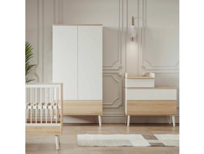 Velká 2-dílná akční sada 1+1 dětského pokoje Faktum Cardiff zahrnuje 2-dílnou šatní skříň + dětskou postýlku 120x60 cm zdarma.