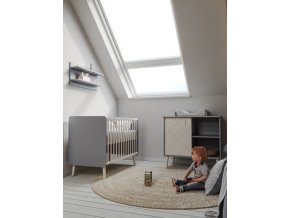Velká sada dětského pokoje Faktum Peak Grey 2+2 zdarma velká sleva, akce, Velká 4-dílná sada 2+2 dětského pokoje Faktum Peak Grey zahrnuje přebalovací komodu, přebalovací nástavec na komodu a poličku +  dětskou postýlku 120x60 cm zdarma.