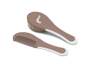 Hřeben a kartáč s přírodním vlasem Bébé-Jou Dear Goose, hnědá, Mocha Mousse