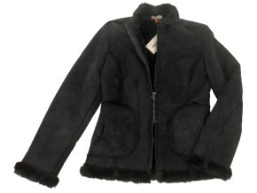 Černý italský kabátek s kožešinou uvnitř. velikost S a M