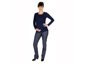 Kojící a těhotenské tričko s dlouhým rukávem. Tmavě modré, česká výroba.