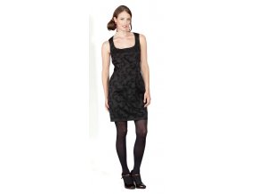 Dámské společenské šaty Harpa černé s černým vzorem 0364