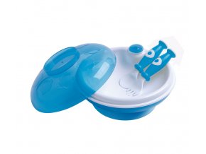 dBb Dětský ohřívací talíř s víkem modrý
