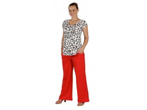 Těhotenské kalhoty Rialto Bonifacio lněné červené 01242 (Dámská velikost 38)