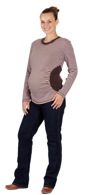 Těhotenské bavlněné tričko Rialto Rethel růžový proužek 0158 Dámská velikost: 36