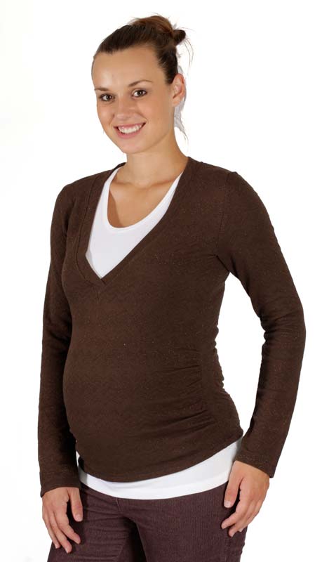 Těhotenské tričko Rialto, svetr Rialto Revin hnědá lurex 0154 Dámská velikost: 40
