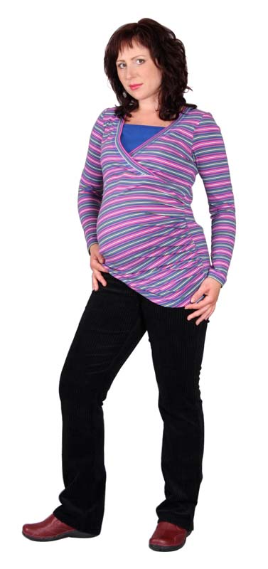 Těhotenské a kojicí tričko Rialto Diren růžovomodrý proužek 0380 Dámská velikost: 38