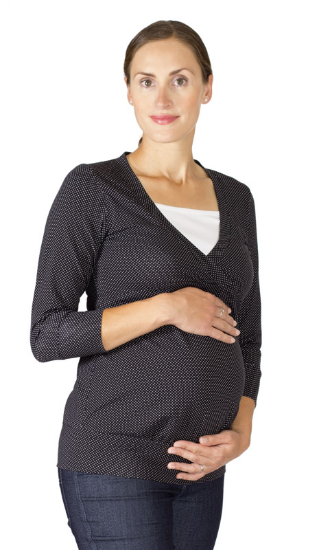 Těhotenské a kojicí tričko Rialto Darle černé s puntíky 0527 Dámská velikost: 36
