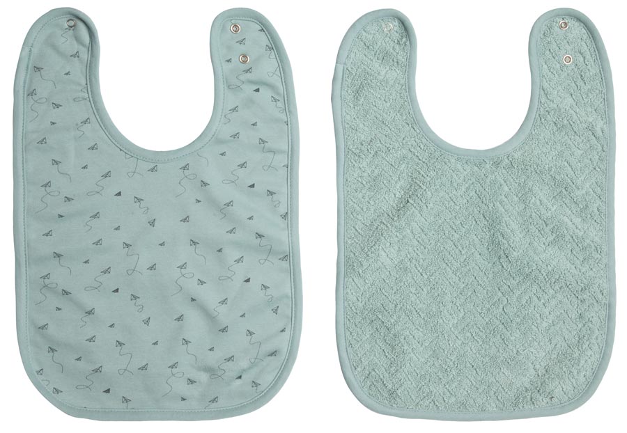Bebe-Jou Bryndáčky Bébé-Jou Fabulous Paper Planes 2ks" "Barva:tyrkysové|Materiál:80% bavlna, 20% polyester|Motiv:Paper Planes|Vzor:Fabulous - Paper Planes|Zapínání:baby patent|