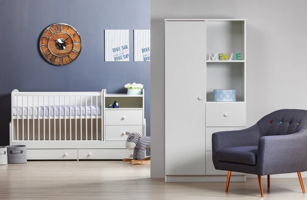 Faktum Kombi postýlka Faktum Mia White 70x120" "Barva:bílé|Kategorie:Bydlení|Materiál:MDF, masiv|Požadované vlastnosti:Polohovací|Vzor:Mia|Značka:Faktum|