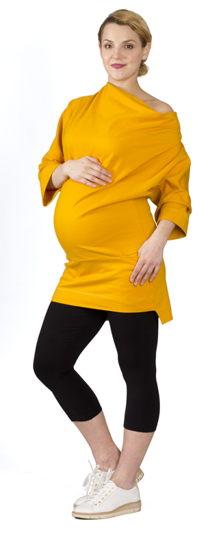 Těhotenské teplákové šaty/mikina Rialto Larivera hořčicová 0547 Dámská velikost: 36