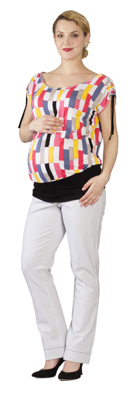 Těhotenské kalhoty Rialto Steiny bílá s proužkem 3956 Dámská velikost: 40