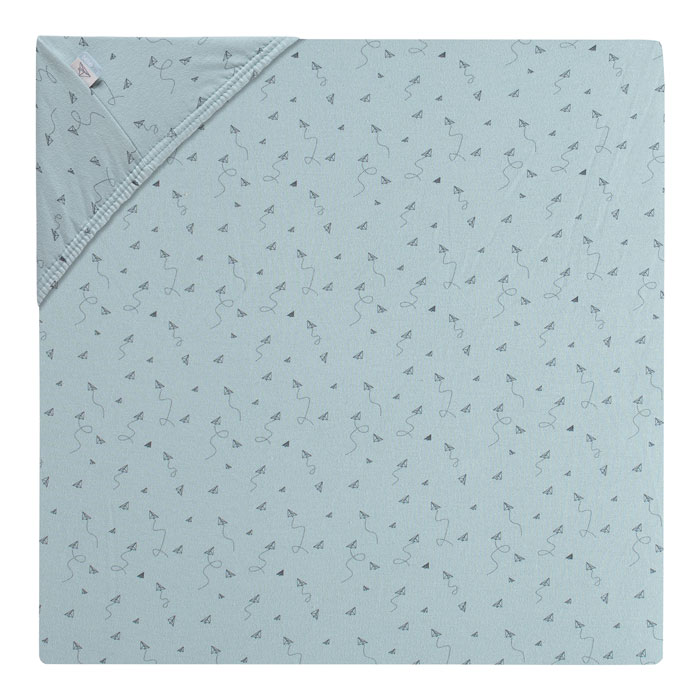 Bebe-Jou Napínací Prostěradlo Bébé-Jou Fabulous , Paper Planes 60x120" "Barva:tyrkysové|Druh materiálu:bavlněné|Požadované vlastnosti:Dětská|Rozměry:60 x 120|Typ:s gumou|Vzor:Fabulous - Paper Planes|