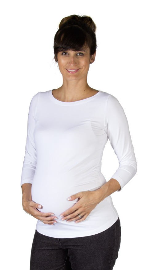 Těhotenské BASIC tričko Rialto Rottie bílé 0312 Dámská velikost: 42