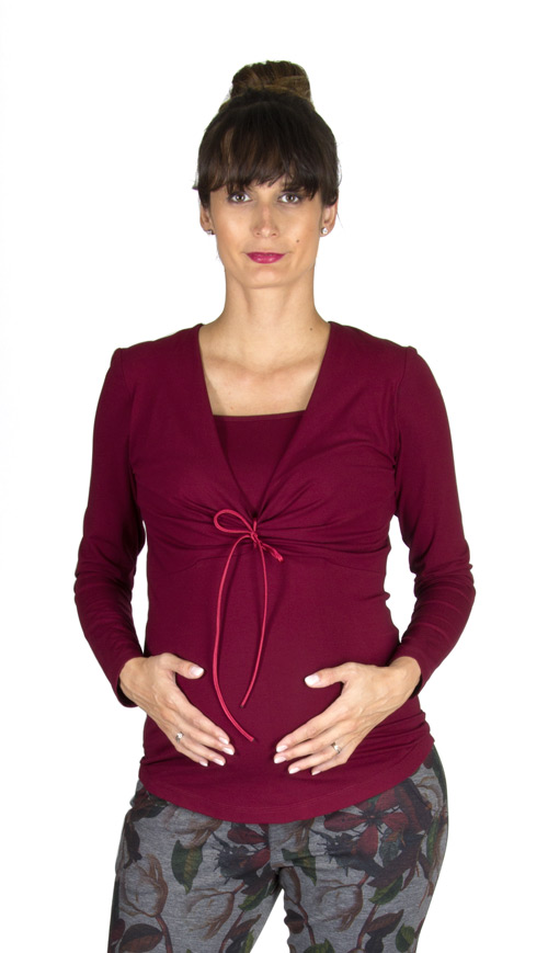 Těhotenské a kojící tričko Rialto Dechy bordó 0520 Dámská velikost: 36